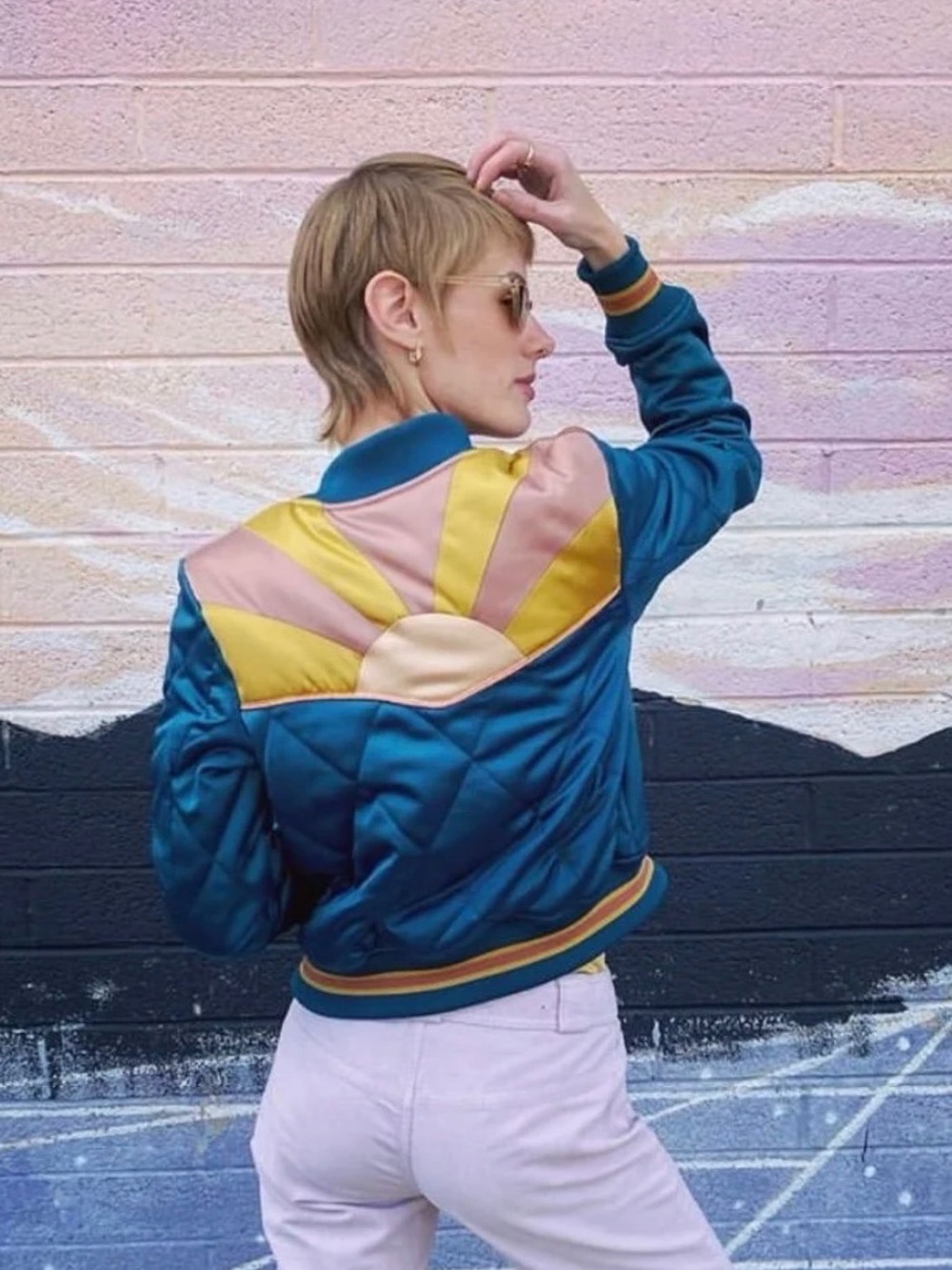 Classic Rock Couture Peacock Rising Sun Unisex Bomber Jacket - Picture 2 of 5